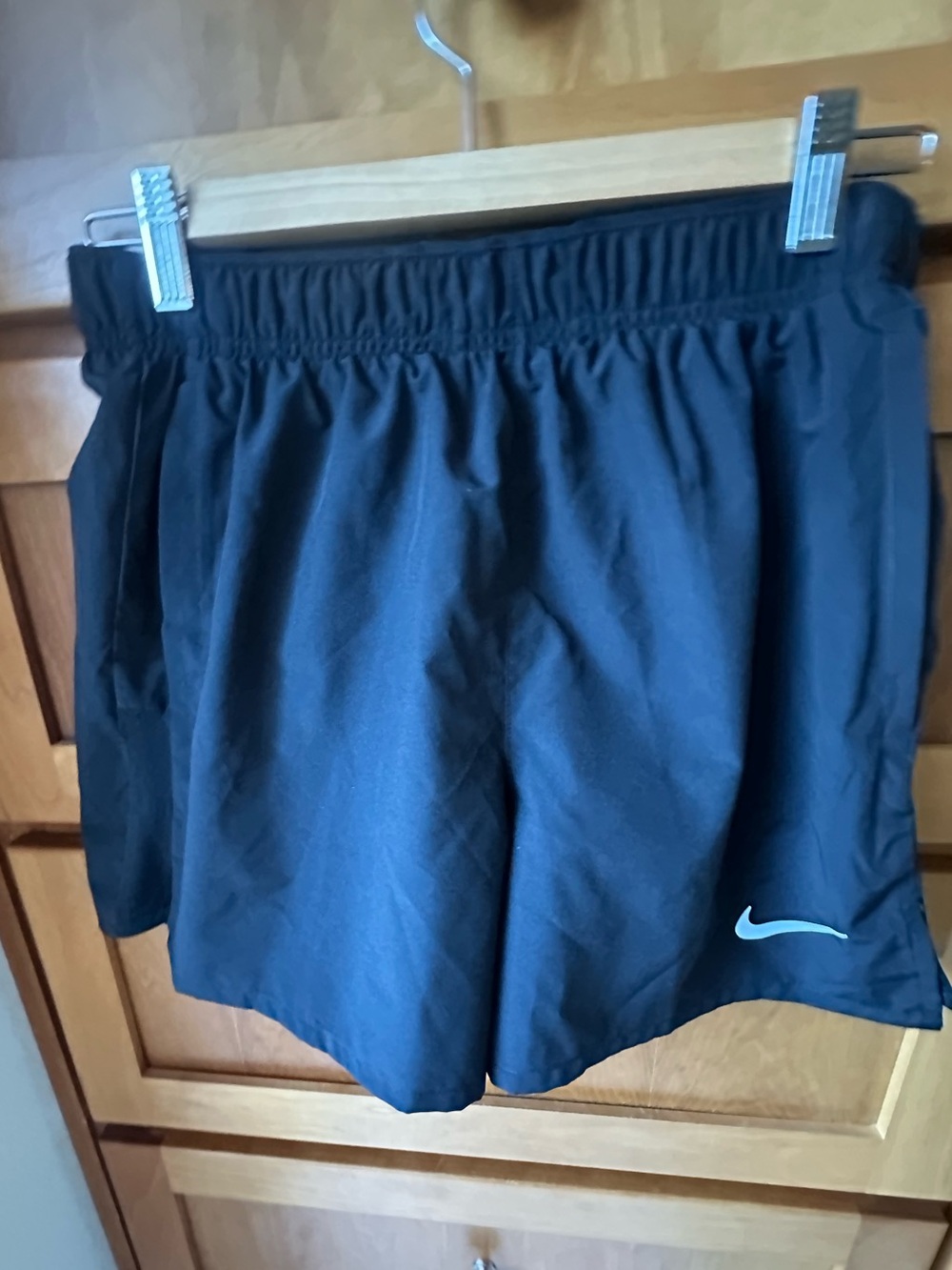 Nike Black Athletic Running Shorts with White Swoosh